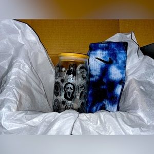 Glass cup and Nike socks